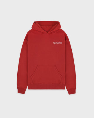 Serif Logo Embroidered Hoodie - Faded Merlot/White