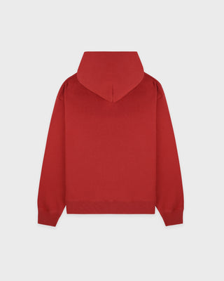Serif Logo Embroidered Hoodie - Faded Merlot/White