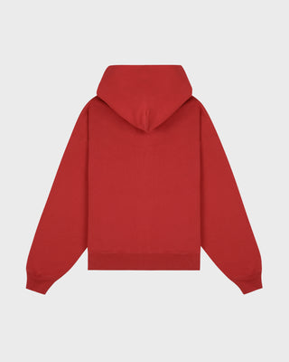 Serif Logo Embroidered Zip Hoodie - Faded Merlot/White