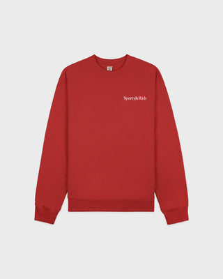 Serif Logo Embroidered Crewneck - Faded Merlot/White