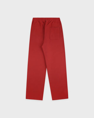 Serif Logo Embroidered Wide Sweatpant - Faded Merlot/White