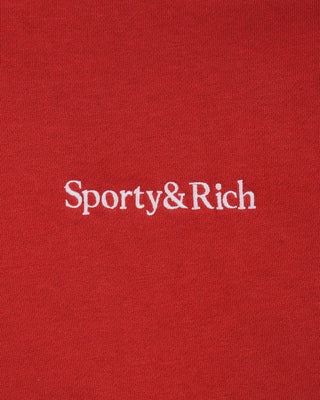 Serif Logo Embroidered Wide Sweatpant - Faded Merlot/White