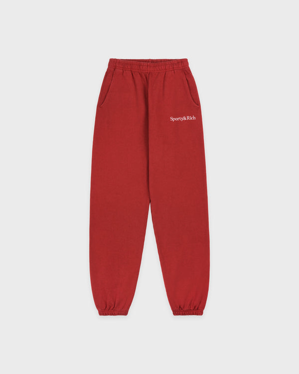 Serif Logo Embroidered Sweatpant - Faded Merlot/White
