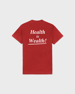 Health Is Wealth Tshirt - Faded Merlot/White