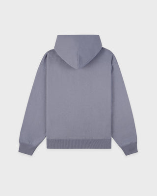Serif Logo Embroidered Hoodie - Faded Indigo