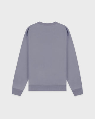 Serif Logo Embroidered Crewneck - Faded Indigo/White