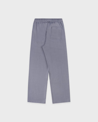 Serif Logo Embroidered Wide Sweatpant - Faded Indigo/White