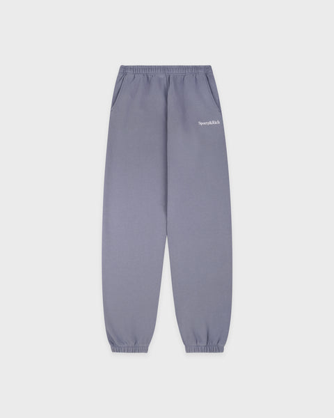 Serif Logo Embroidered Sweatpant - Faded Indigo/White