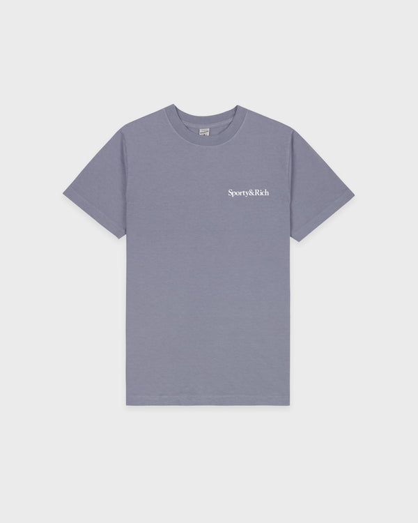 Health Is Wealth T-Shirt - Faded Indigo/White