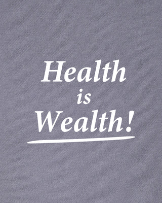 Health Is Wealth T-Shirt - Faded Indigo/White