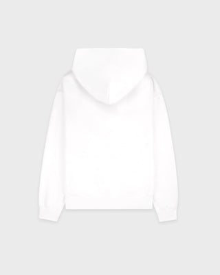 Serif Logo Embroidered Hoodie - White/Navy