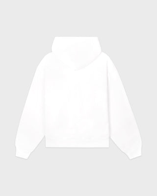 Serif Logo Embroidered Zip Hoodie - White/Navy