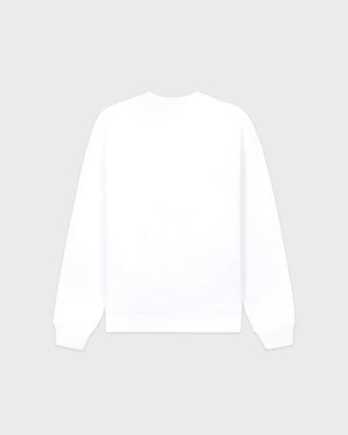 Serif Logo Embroidered Crewneck - White/Navy