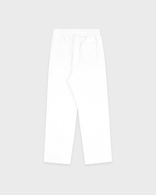 Serif Logo Embroidered Wide Sweatpant - White/Navy