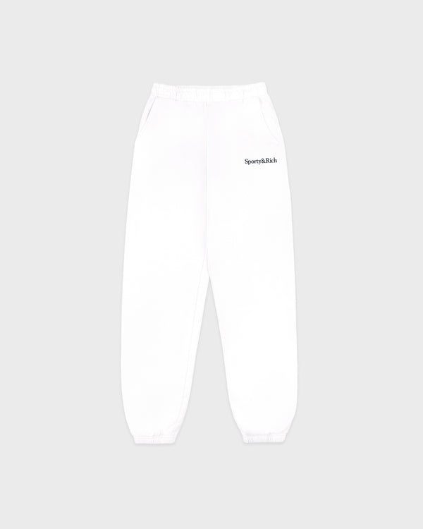 Serif Logo Embroidered Sweatpant - White/Navy