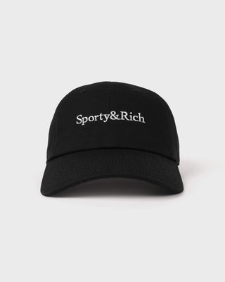 Black cap with 'Sporty&Rich' logo on a white background