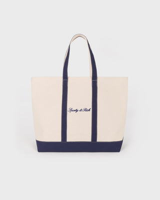 Signature Logo Large Tote - Natural/Dark Navy