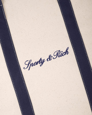 Signature Logo Large Tote - Natural/Dark Navy