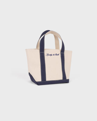 Signature Logo Mini Tote - Natural/Dark Navy