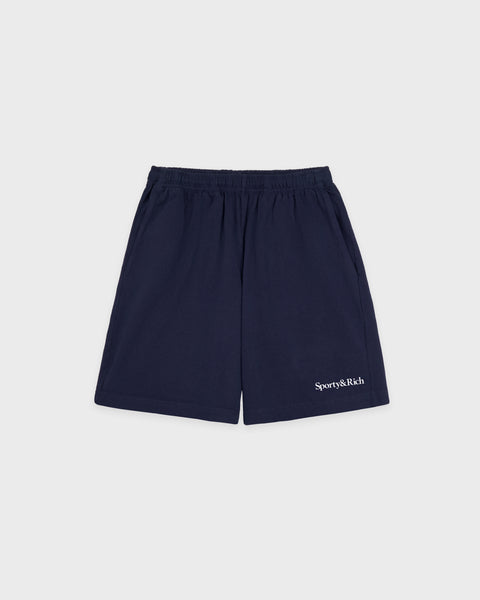 Serif Logo Gym Short - Navy/White