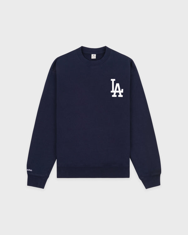 LA Serif Crewneck - Dark Navy/White