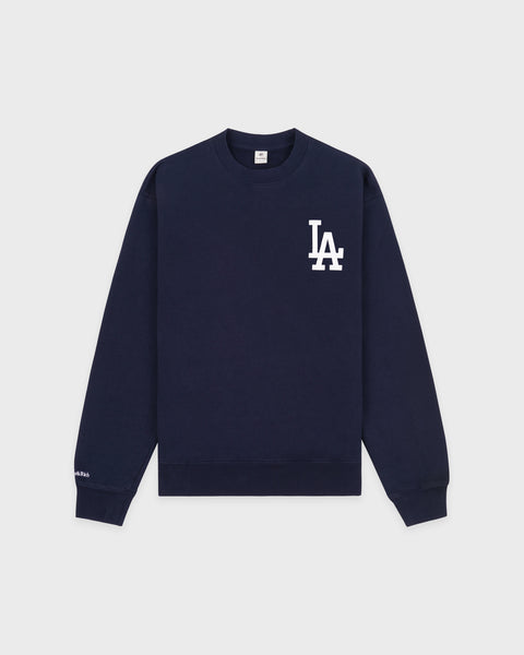 LA Serif Crewneck - Dark Navy/White