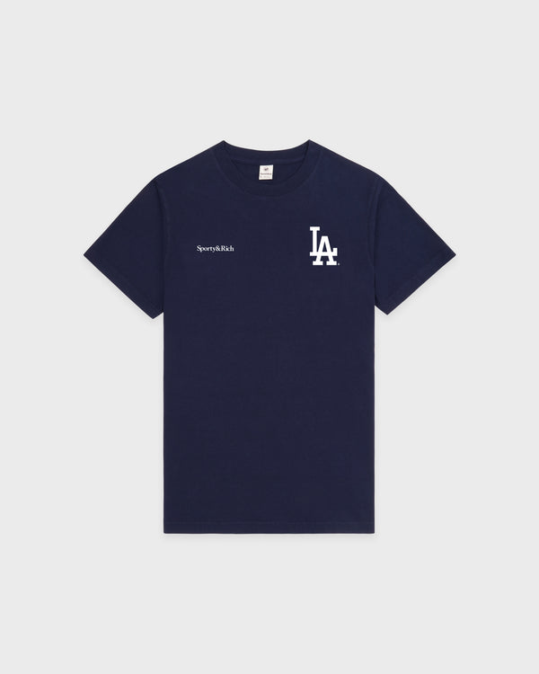 Dodgers Serif T-Shirt - Dark Navy/White