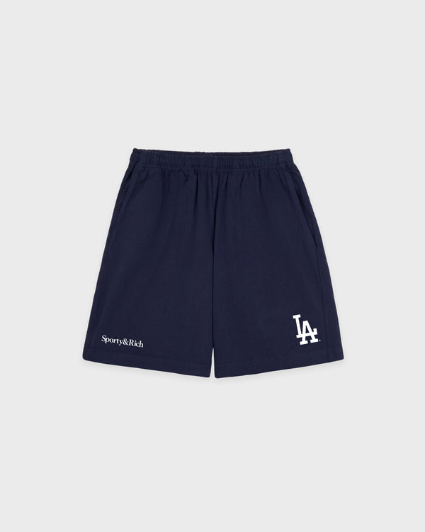 Dodgers Serif Gym Short - Dark Navy/White