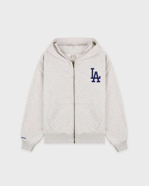 LA Serif Zip Hoodie - Heather Gray/White