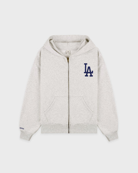 LA Serif Zip Hoodie - Heather Gray/White