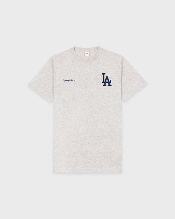 Dodgers Serif T-Shirt - Heather Gray/Navy/Fire Red