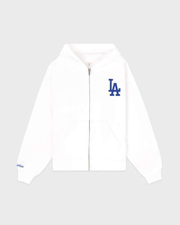 LA Serif Zip Hoodie - White/Navy
