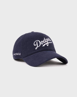 Dodgers Corduroy Hat - Dark Navy/White featuring “Dodgers” embroidered in white on the front and an adjustable closure for a comfortable fit.