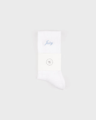 Juicy Script Sock - White/Sky Blue