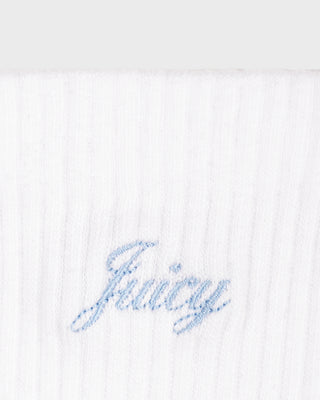 Juicy Script Sock - White/Sky Blue
