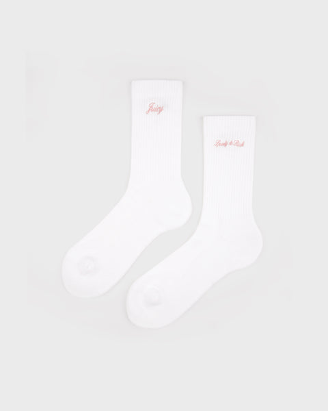 Juicy Script Sock - White/Rose