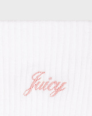 Juicy Script Sock - White/Rose