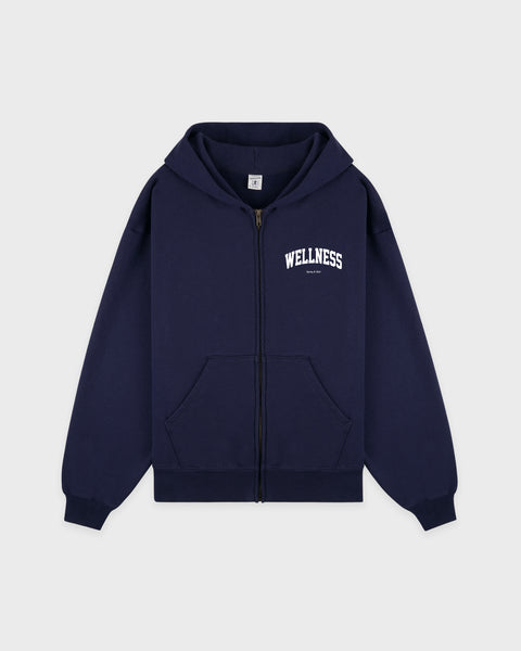 Wellness Ivy Zip Hoodie - Dark Navy/White