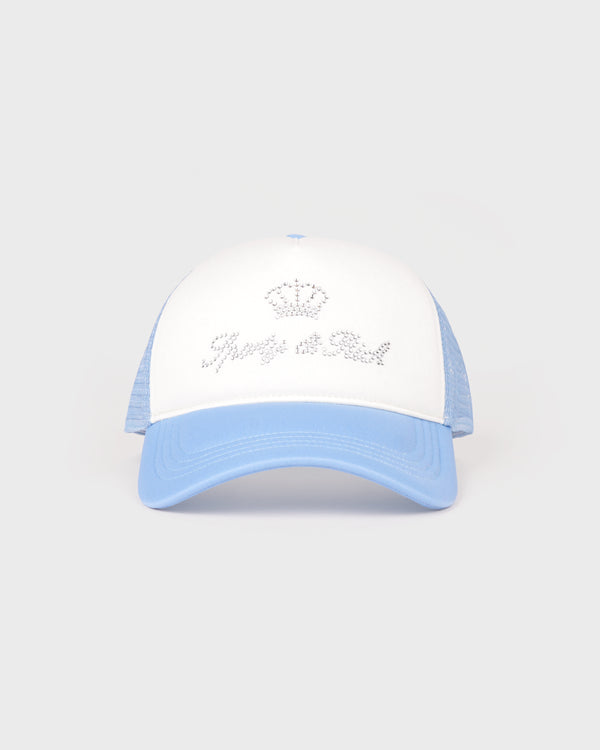 Juicy Crown Trucker Hat - White/Sky Blue