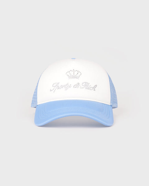 Juicy Crown Trucker Hat - White/Sky Blue