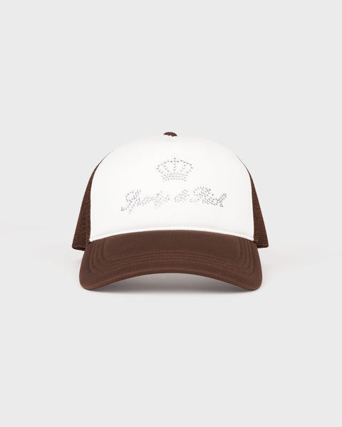Juicy Crown Trucker Hat - White/Chocolate