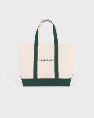 Signature Logo Large Tote - Natural/Forest Green