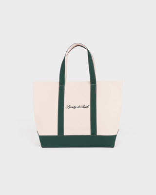Signature Logo Medium Tote - Natural/Forest Green