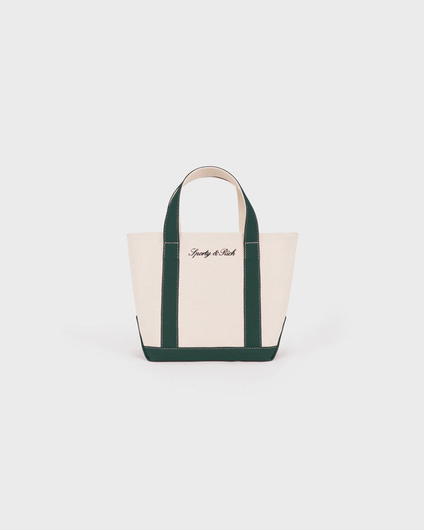 Signature Logo Mini Tote - Natural/Forest Green