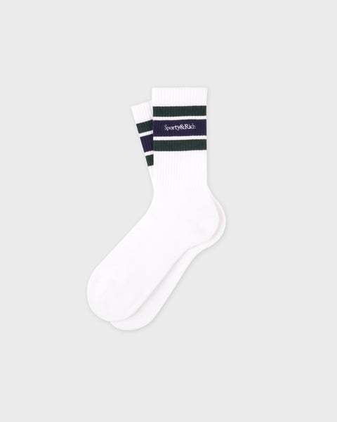 Serif Logo Socks - White/Forest/Navy