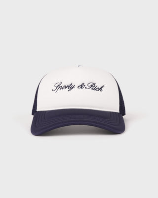 Signature Logo Trucker Hat - White/Dark Navy