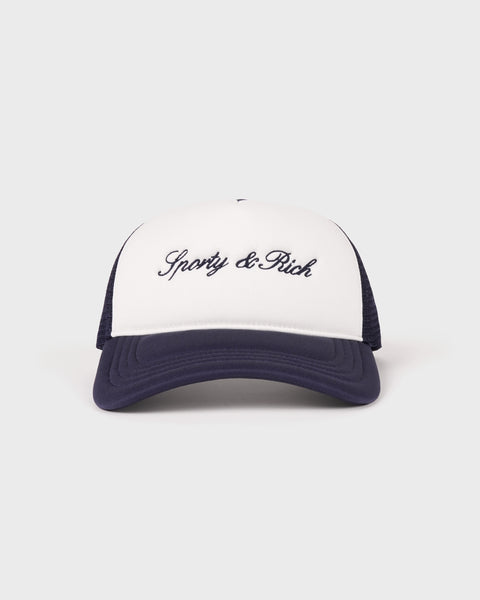 Signature Logo Trucker Hat - White/Dark Navy