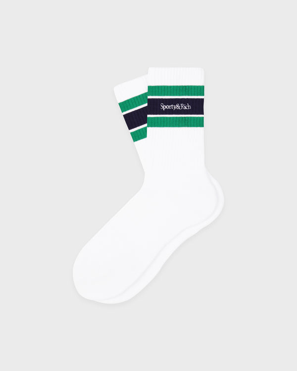 Serif Logo Socks - White/Lignt Navy/Kelly