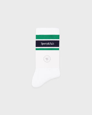 Serif Logo Socks - White/Lignt Navy/Kelly