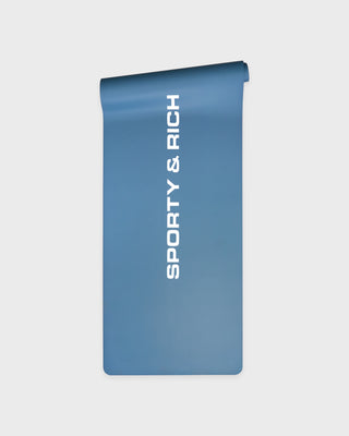 Bold Logo Yoga Mat - Dusty Blue/White